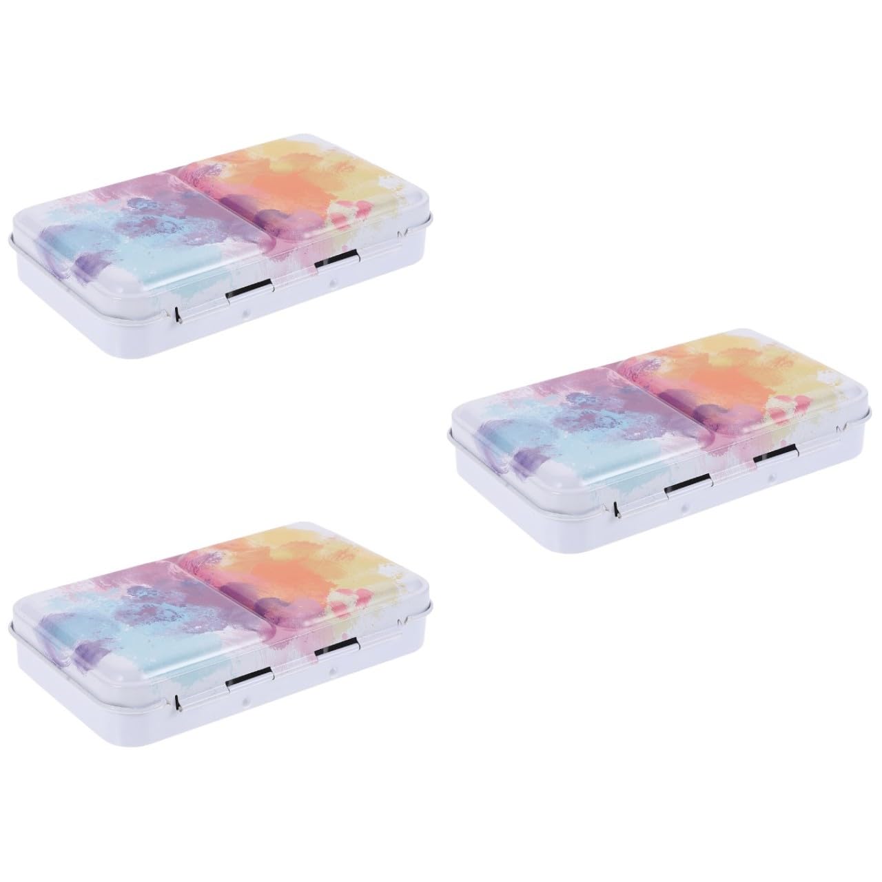Operitacx 3sätze Farbmischpalette Aus Aquarell Pigment Box Mit Fächern Für Künstler Tragbare Malpalette Für Wasserfarben Und Kreative Projekte