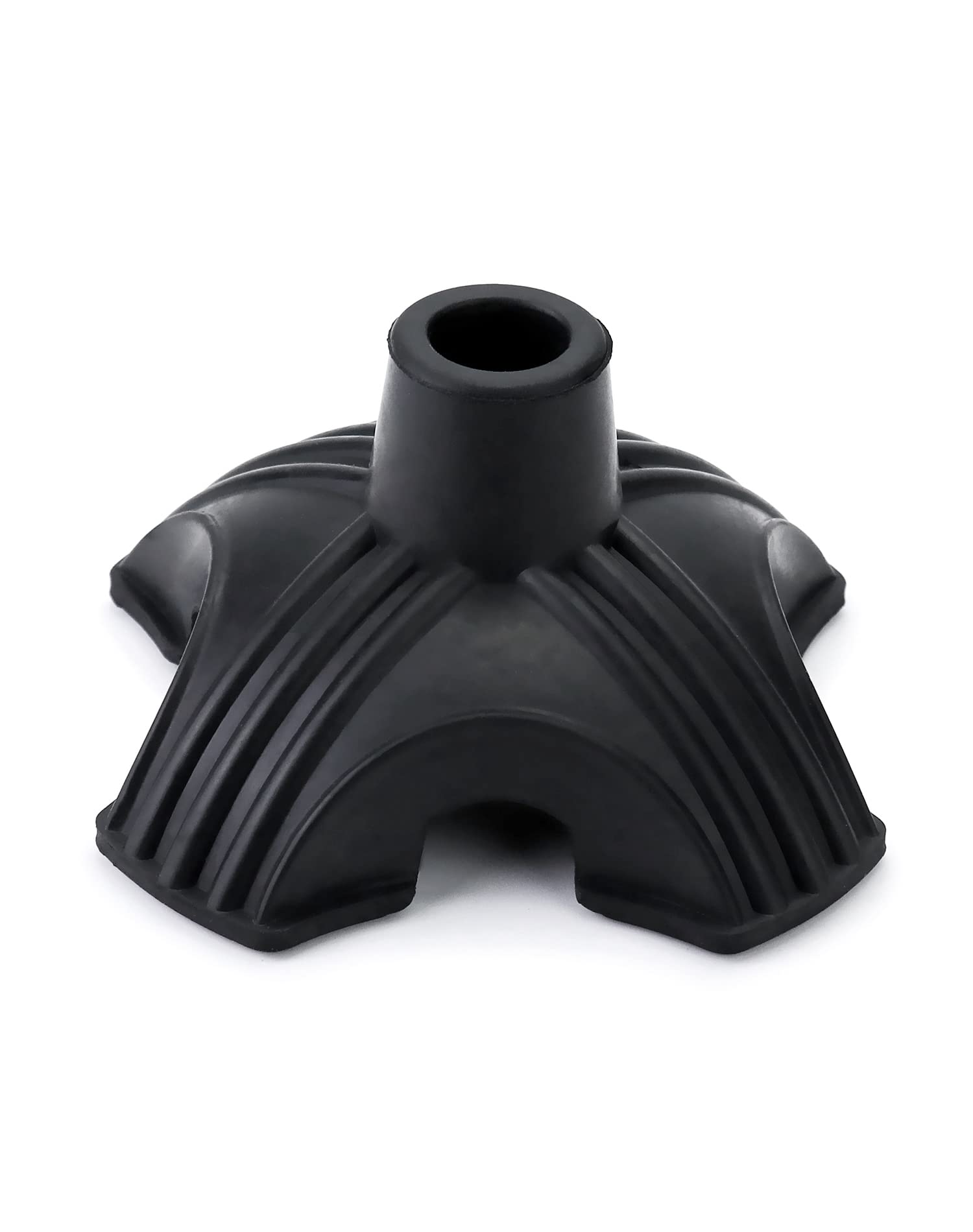 QWORK Rubber Replacement Foot Pad for Walking Canes, Universal Stable Four Point Stabilizing Walking Stick Tips, Self Standing Quadruple Tripod Stand for Cane Foot Pad, Black