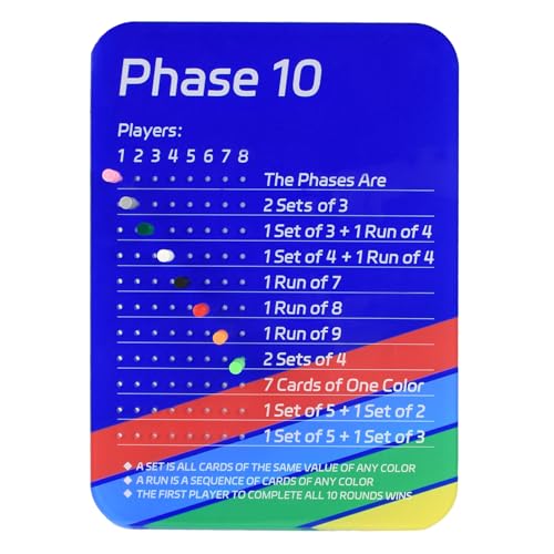 Ssryxsnan Phase 10 Score Board, 2025 New Acrylic Scoreboard for Phase 10 Card Game with 8 Colored Pegs, Board Card Games Accessories for Party Family Parties & Travel Adults