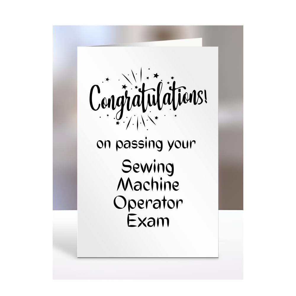 Congratulations on passing your Sewing Machine Operator exam card, gifts for men, women, friend, colleague, boss, manager, presents for christmas, A5-244c_159 — image 1