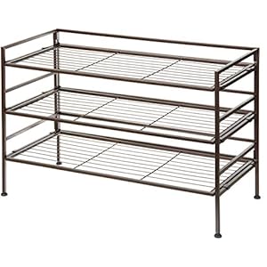 Amazon Basics 3-Tier Shoe Rack Organiser, Holds 9-Pair, Brown, 67.8 x 32 x 47.5cm (LxWxH)