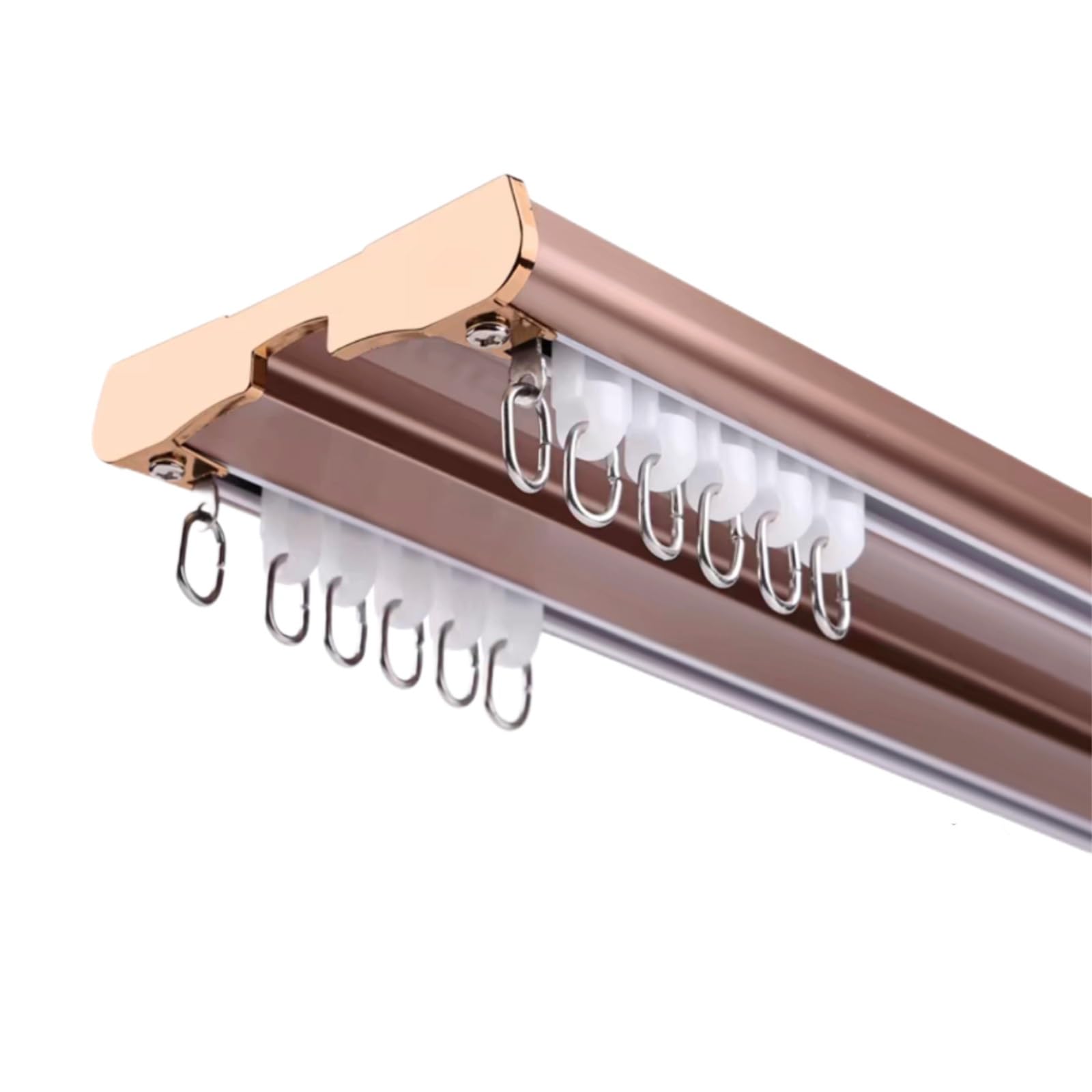 Kit di guide scorrevoli in alluminio, 230 cm, profilo bianco, struttura in acciaio, design Detive per una decorazione della casa liscia Ele (champagne h)
