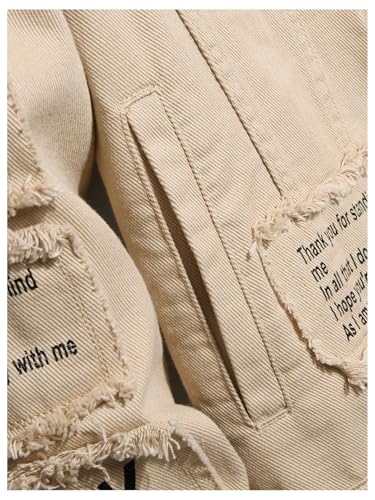 Image of SOLY HUX Men's Denim Jacket Letter Graphic Button Down Flap Pocket Long Sleeve Streetwear Jacket