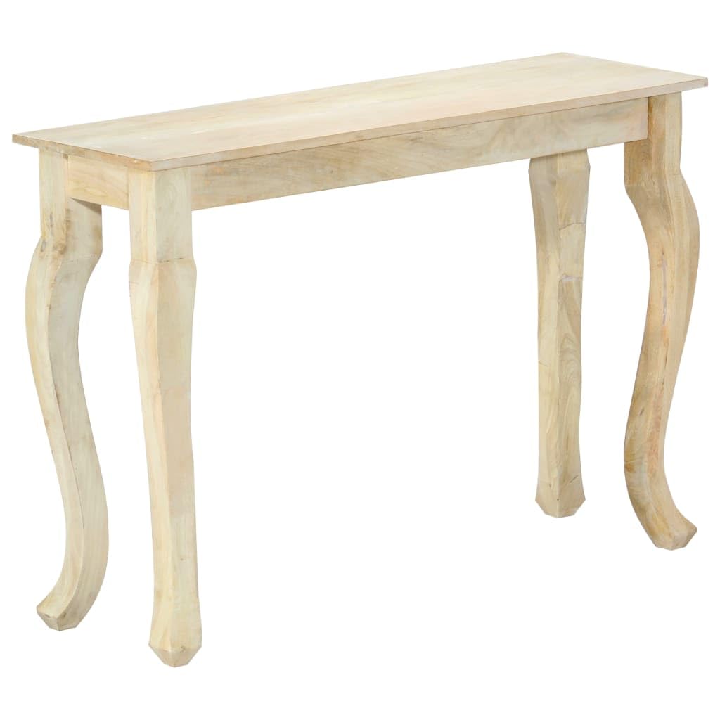 Mesa consola de 110 x 35 x 77 cm, madera maciza de mango, mesa auxiliar clásica con líneas curvas, elegante mesa de pasillo de madera de mango resistente para salón y vestíbulo