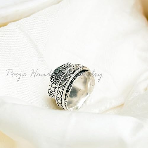 Miniatura 2 de Spinner Rings For Anxiety Women, 925 Silver Spinner Ring, Wide Band Ring, Meditation Ring Spinner, Fidget Spinner Ring, Spinning Silver Ring, Thumb