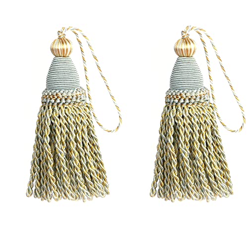 HedongHexi 2 Pack Braided Tassel 24cm/9 Inch Key With Loops, Handmade Twisted Craft, DIY Accessories for Home Decoration