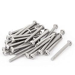 50 Pcs M4 x 40mm 304 Stainless Steel Phillips Round Pan Head Machine Screws Use for Cabinet Drawer Pull Handle, Metric Fine Thread.