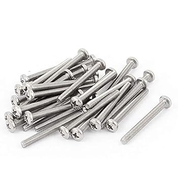 50 Pcs M4 x 40mm 304 Stainless Steel Phillips Round Pan Head Machine Screws Use for Cabinet Drawer Pull Handle, Metric Fine Thread.