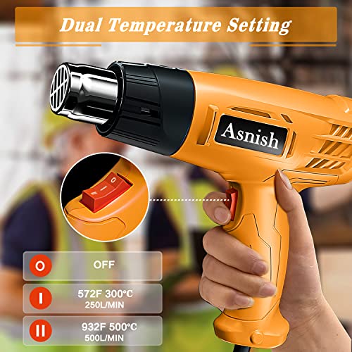 Heat-Gun-1850W-Asnish-Hot-Air-Gun-Kit-Dual-Temperature-Settings-572932-Heavy-Duty-Hot-Air-Gun-for-Crafts-Shrink-Tubing-Wrapping-Paint-Removing-Epoxy-Resin-with-4-Nozzles