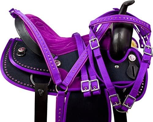 Western Barrel Racing Handmade Synthetic Cordura Horse Saddle Lightweight Trail Tack Equestrian Get Matching Headstall, Breastplate & REINS, Size: 10-18 inches Seat, DD28