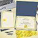 150 Pcs Certificate Kit Include 50 Pcs Certificate Holders Diploma Covers 50 Pcs Certificate Paper with Gold Foil Border and 50 Pcs Embossed Certificate Seal for Graduation, Achievement (Blue)