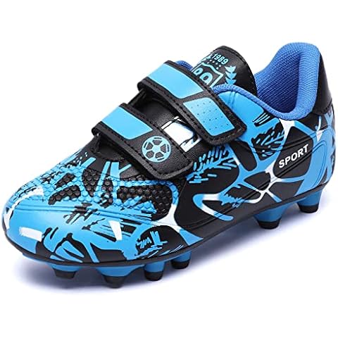 Trainers Boys Football Boots Kids Size 1 Teenager Soccer Shoes Children Running Shoes Outdoor Sport Shoes Junior Football Training Shoes Sneakers for Unisex Blue Cover