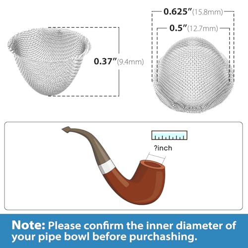 Pipe Screens Filter, 1/2 Inch 60 Pcs Tapered Design Bowl Screens with Pipe Cleaners, 3 in 1 Tool, Bottle Brush, 0.5 Inch Stainless Steel Mesh with Metal Box