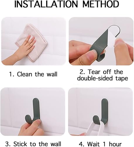 Miniatura 6 de Paquete de 24 ganchos adhesivos de pared para llaves de pared decorativos de pared, ganchos de pared autoadhesivos para toallas, sombreros, ducha,