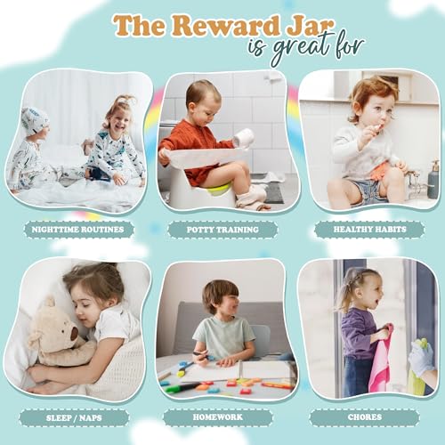 Image of 6 inch DIY Name 15 Tokens Star Magnetic Reward Jar Gifts for Classroom Teacher Kids Potty Training Chore Chart Toddler Boy Girl Good Behavior Management Tools Back to School RWJ-03-STAR-S