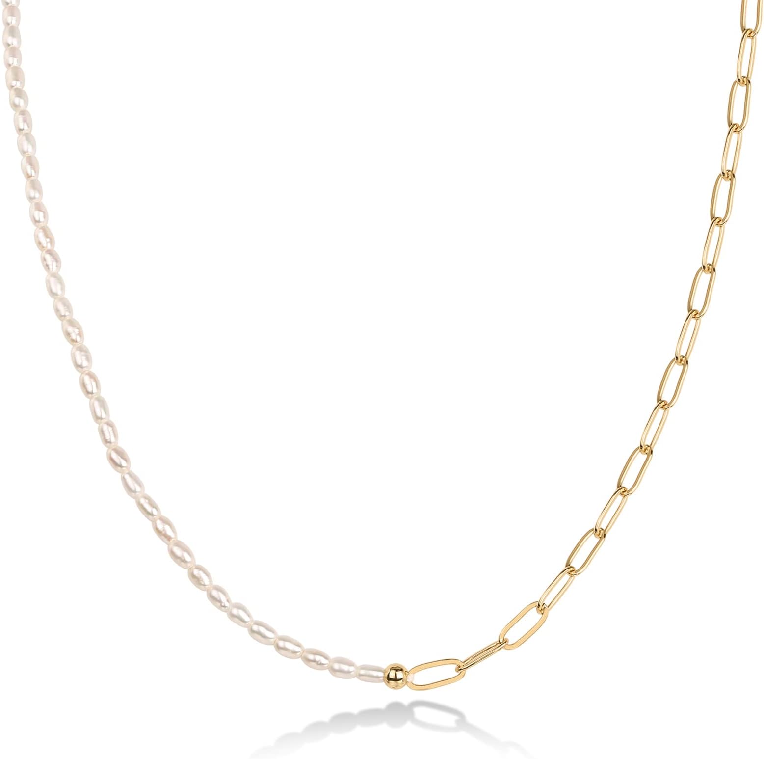 14K-18K Gold Plated Dainty Pearl Necklaces for Women, Beaded Choker