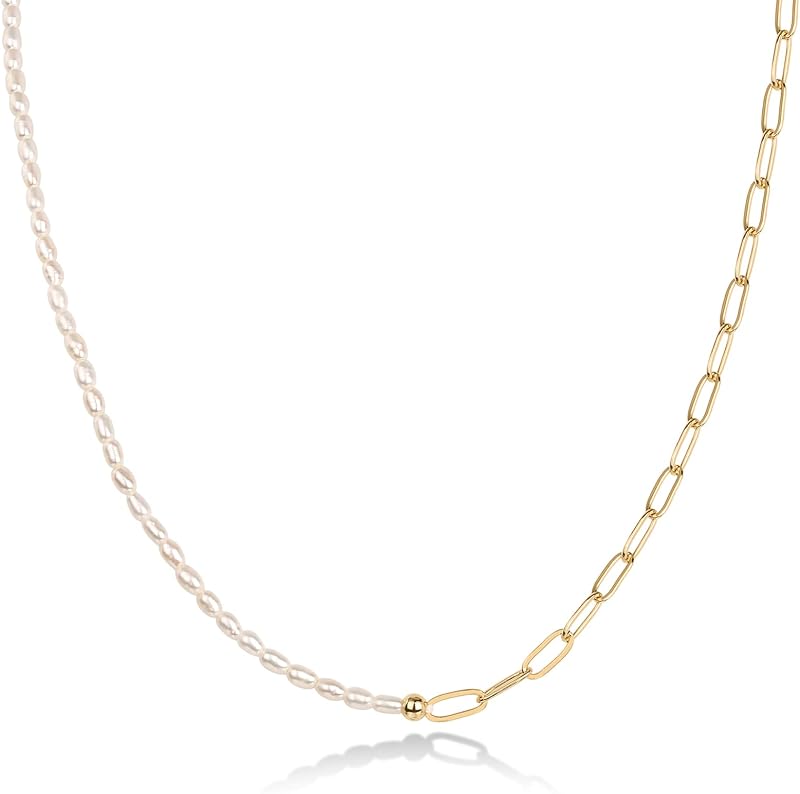 Collares de perlas delicados chapados en oro de 14K-18K para mujer, gargantilla con cuentas