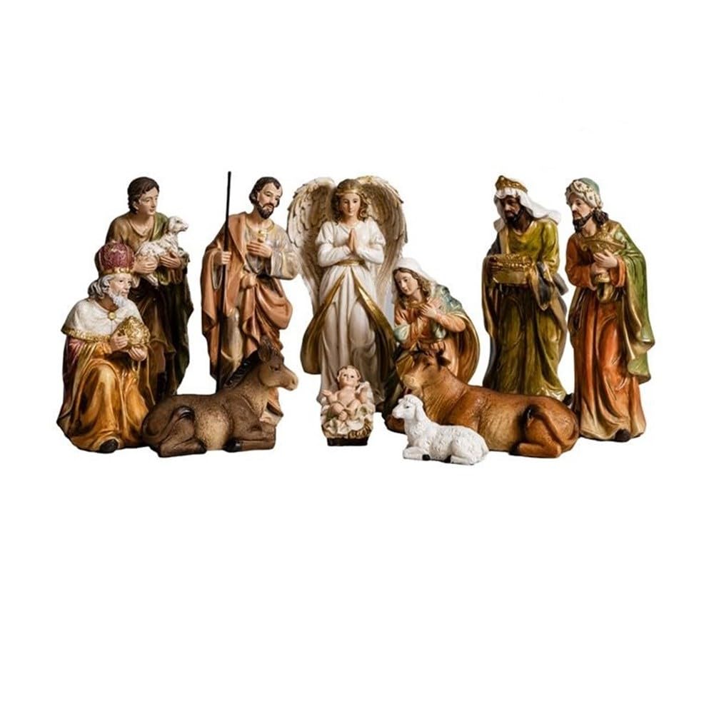 Misterio Navidad Nacimiento 11 Piezas 26 cm. Belén clásico Figura Niño Jesús Virgen María Ángel