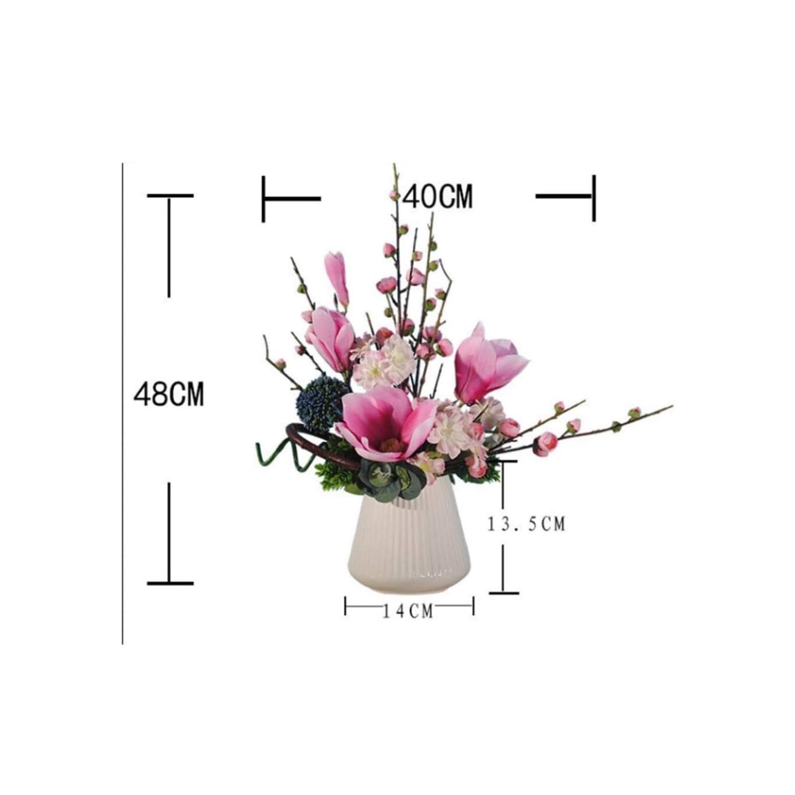 Arreglo Floral de Seda Europeo en jarrón de cerámica – Decoración Floral Artificial para Sala de Estar Arreglo Floral Falso
