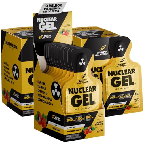 Kit 3x Pre Treino Nuclear Rush Gel - 30 Sachês Bodyaction (Guaraná)