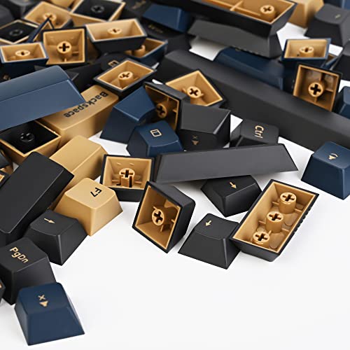 Image of Guffercty kred XDA Profile Minimalist White Keycaps 75 Percent Dye-sub PBT Keyboard Caps with ISO Keys for MAC 60% 65% 75% 96% Mechanical Keyboard (Minimalist-A Japanese) (Blue Samurai)