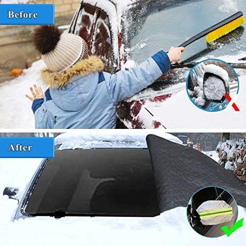 SZHTFX Magnetic Car Windscreen Covers Frost for Winter Car Windshield Snow Cover with 2 Mirrors Cover Car Front Window Screen Protector Cover for Sun Shade Anti Ice Fit Most Cars Truck Van and SUV