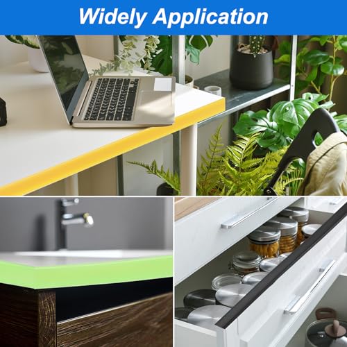 Image of uxcell U-Shape Edge Banding, 9.8ft x 9mm TPE Self-Adhesive Veneer Edging, Plywood Edge Trim Flexible Furniture Edge Protector for Countertop Cabinet Shelf Repair Restoration (Black)