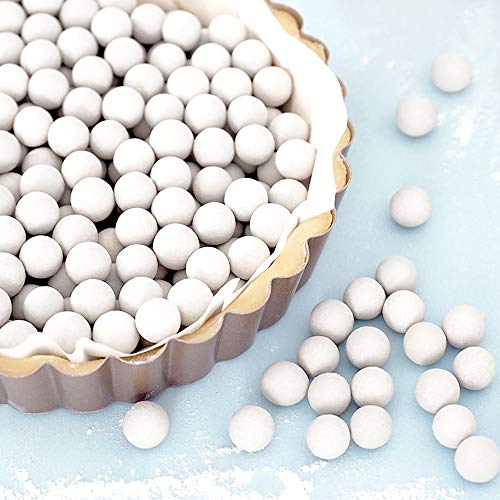 LeonBach 2.2 LB 10mm White Pie Weights with Canvas Bag, Ceramic Pie Weights Baking Beans Baking Beads Pie Pan Stoneware - Thumbnail 3