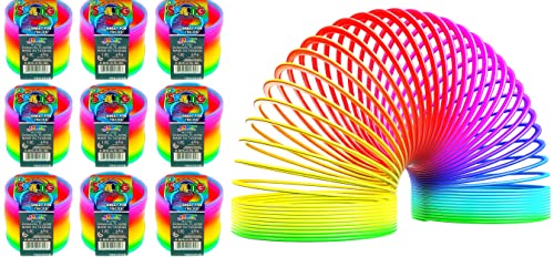 JA-RU Big Rainbow Spring Toys for Kids (9 Pack) 1702-9s