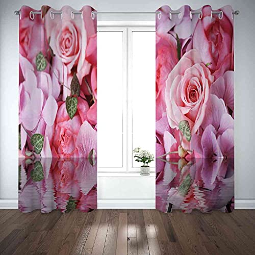 Rideau occultant rose d'eau 200x160 cm à oeillets isolant phonique - 5