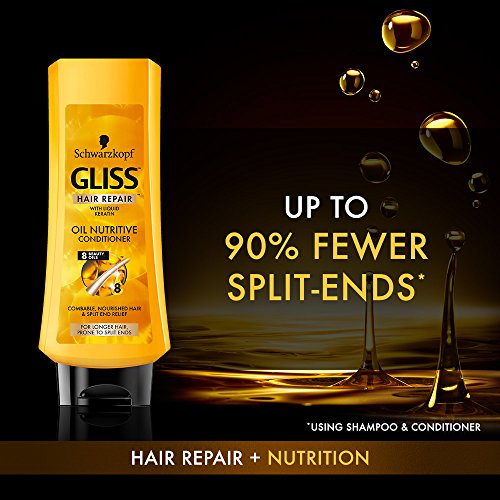 Gliss Hair Repair Conditioner, Oil Nutritive For Longer Hair Prone To Split Ends, 13.6 Ounces (Pack Of 3) #TOP2