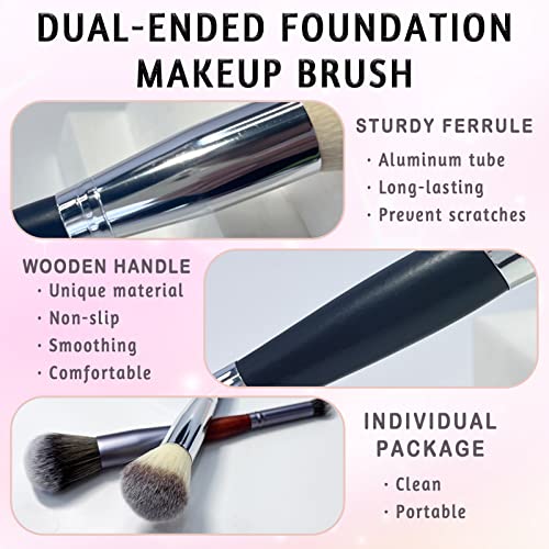 Makeup Brushes Dual-Ended Foundation Brush Concealer Brush, 2-In-1 Make Up Brushes Synthetic Flawless Kabuki Brush For Mixing Powder Brush Concealer Eye Shadow Eyeliner Eyebrow Make Up Brush #TOP4