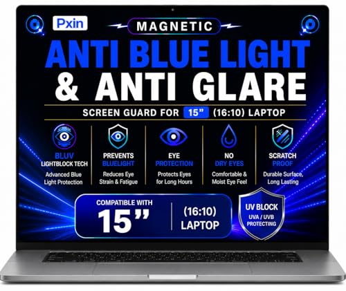 Image of Pxin Laptop Pro Privacy Guard compatible with 15 Inch (16:10) Laptop | Privacy screen protector | Anti Glare | Anti Spy Screen | Reduces blue light | Eye Protection
