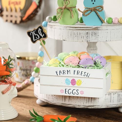 KORMMCO Easter Mini Wood Crate Decorations Set, Easter Eggs Decor, Easter Tiered Tray Decorations, Farmhouse Table Centerpiece Decor Kit for Spring Home Decor by KORMMCO - Used condition - Image 4
