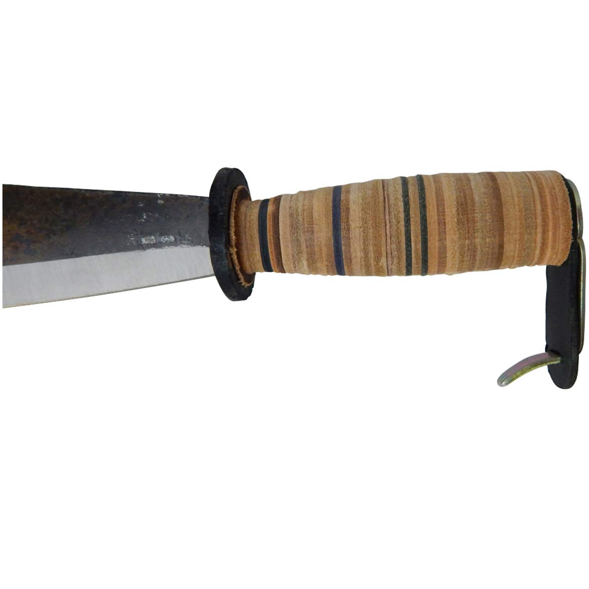 SHW-FIRE Schweizer Gertel Hippe Gertl Gartenmesser Stahl Ledergriff Handschutz 43cm
