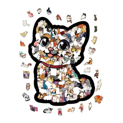 Puzzle de madera de gato, juego educativo de 135 piezas para regalar en vacaciones