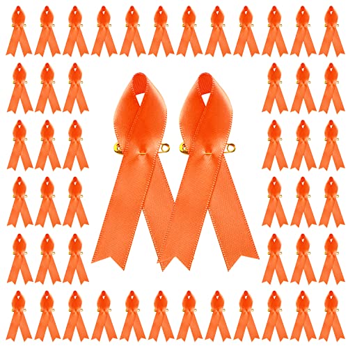 CRAFFANCY Lot de 100 Broches en Forme de Ruban Orange pour Sensibilisation à la leucémie, au Cancer du Rein, à la sclérose en plaques, à la Violence et à l'arme