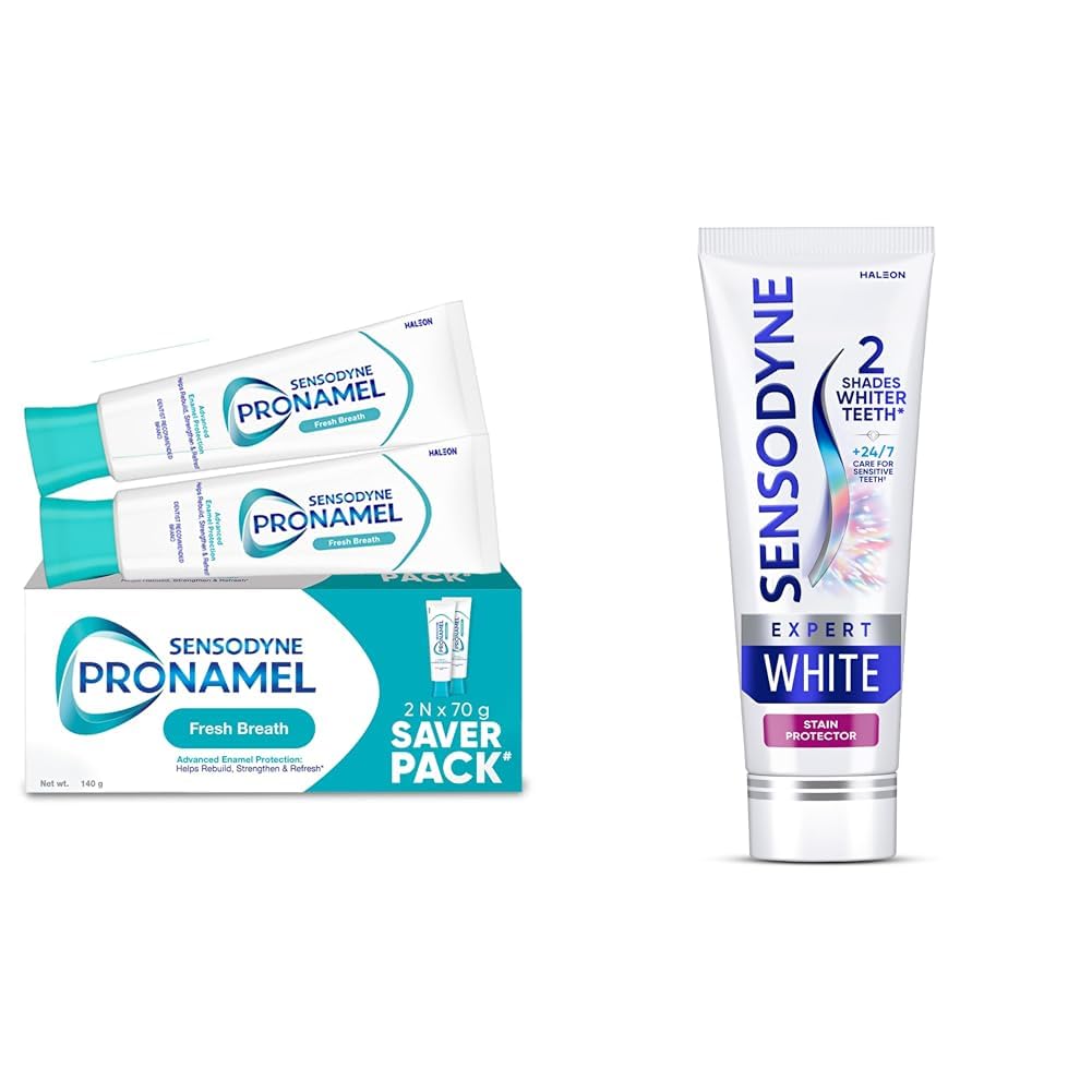 Sensodyne Pronamel Enamel Protection Toothpaste 140g (2 x 70g) Combo Pack | Tooth paste for Cavity | Sensodyne Expert White Toothpaste 70gm-image-1