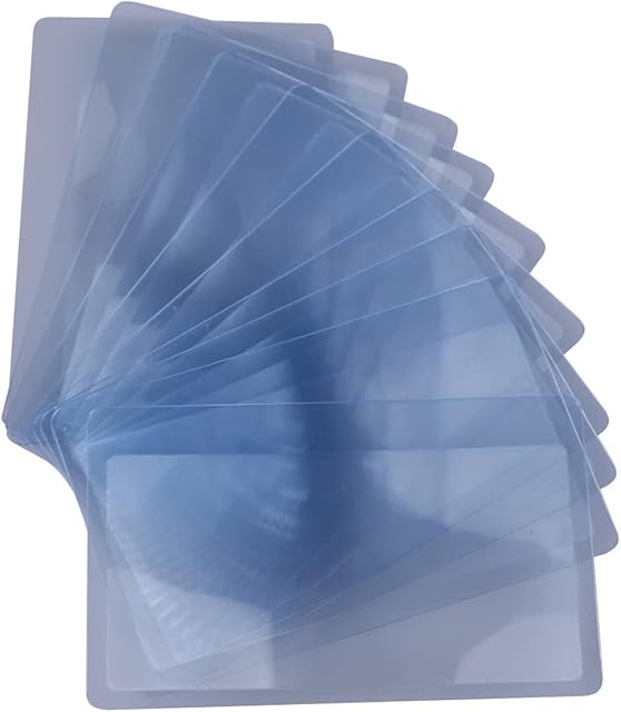 Fresnel Magnifying Lens- Credit Card Size Magnifier Sheet Glasses Eye Care Reading Aid (Three Lens Sheets)