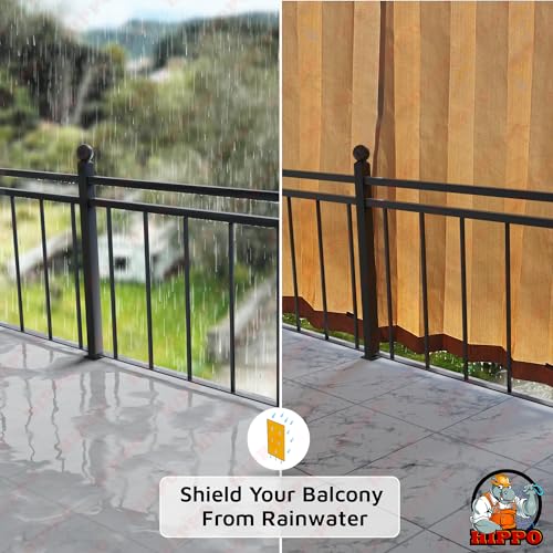 Image of HIPPO Heavy Duty Waterproof Outdoor Curtain 260 GSM - HDPE Coated Light Filtering Curtain for Lawn, Garden, Patio, Balcony & Hotel Outdoor Areas (4 Feet X 4.5 Feet, 2IN1 Sand-Dune, 2 PC)