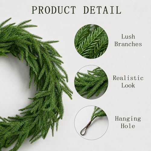 2 Pcs 6 FT Christmas Norfolk Pine Garland, Greenery Garland for Holiday - image 2