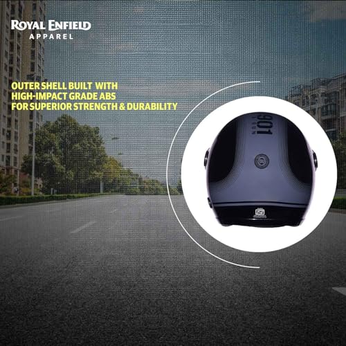 Image of ROYAL ENFIELD REDDITCH Open Face MLG 1901 | ISI Certified | Shell Construction: Built with High Impact Grade ABS | High-Strength EPS Liner | Micrometric Lock | UV-Resistant PU Paints Black XL