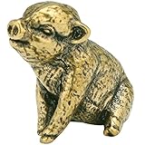 Beavorty Copper Pig Statues Vintage Feng Shui Brass Mini Piggy Figurine Small Zodiac Animal Table Statues Micro Landscape Ornament Tea Pets Decor