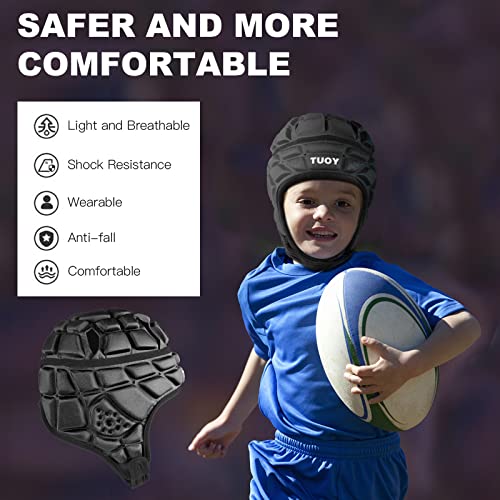 Tiaxu Tiaxu Rugby Helmet - Soft Padded Headgear 7V7 Flag Football Headguard Soccer Goalkeeper Adjustable Scrum Cap Wrestling Hockey Lacrosse Special Needs Head Protection For Youth Kids Child Adult #TOP1