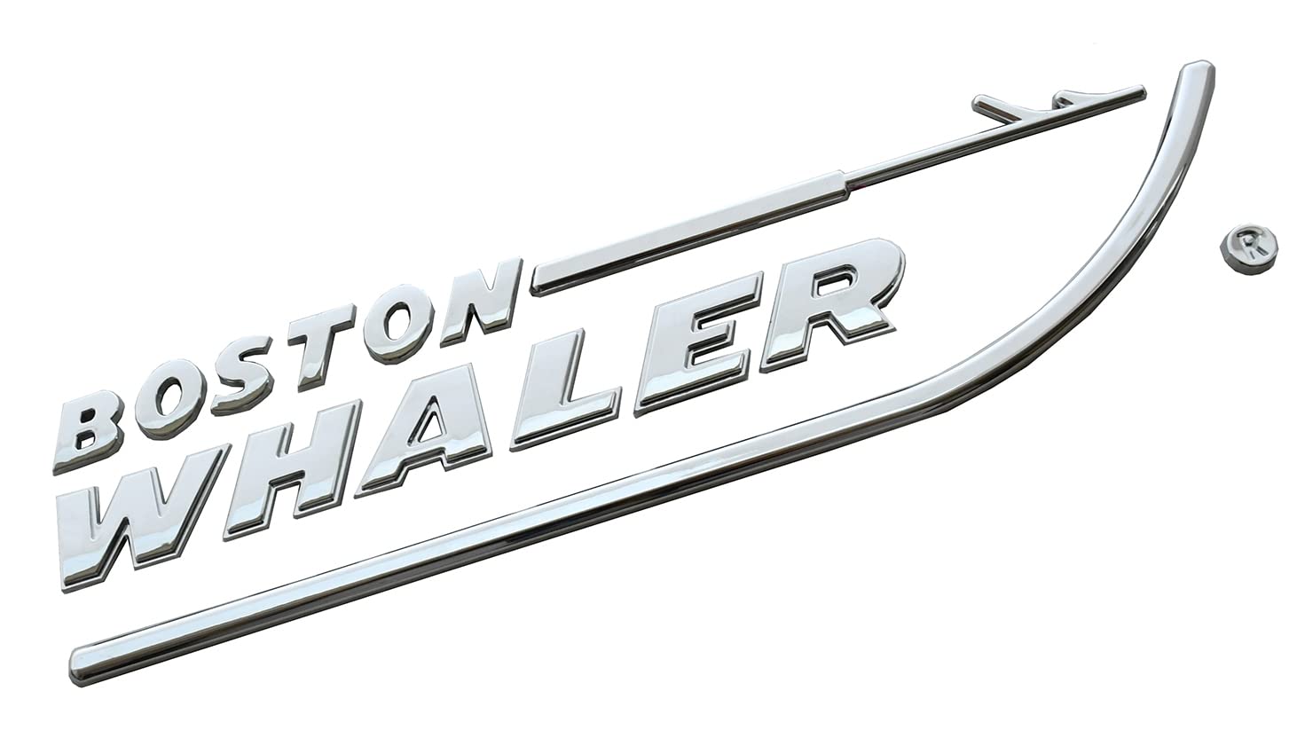 2 pezzi Boston Whaler Emblema 3D Badge Targhetta Dimensioni lettera 20-3/4 "x 5,1 cm Peel and Stick (cromato)