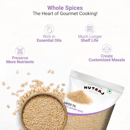 Image of Nutraj White Sesame Seeds (Safed Til) 400g (200g Pack of 2)