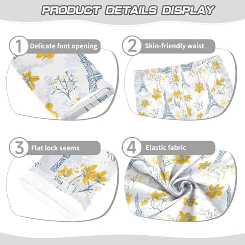 Paris Eiffel Tower Vintage Flower Girls Leggings Ultra Soft Compression Yoga Gym Pants for Kids 4-10T3