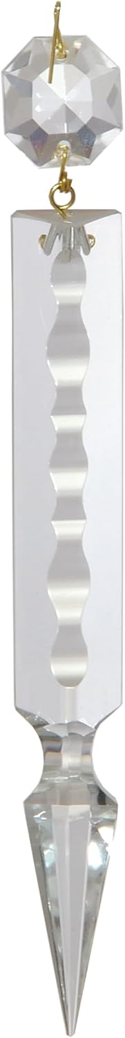 B&P Lamp® 5 Inch (125MM) Crystal Chandelier Light Replacement Pendant Prism, Spear Cut Brass Pin