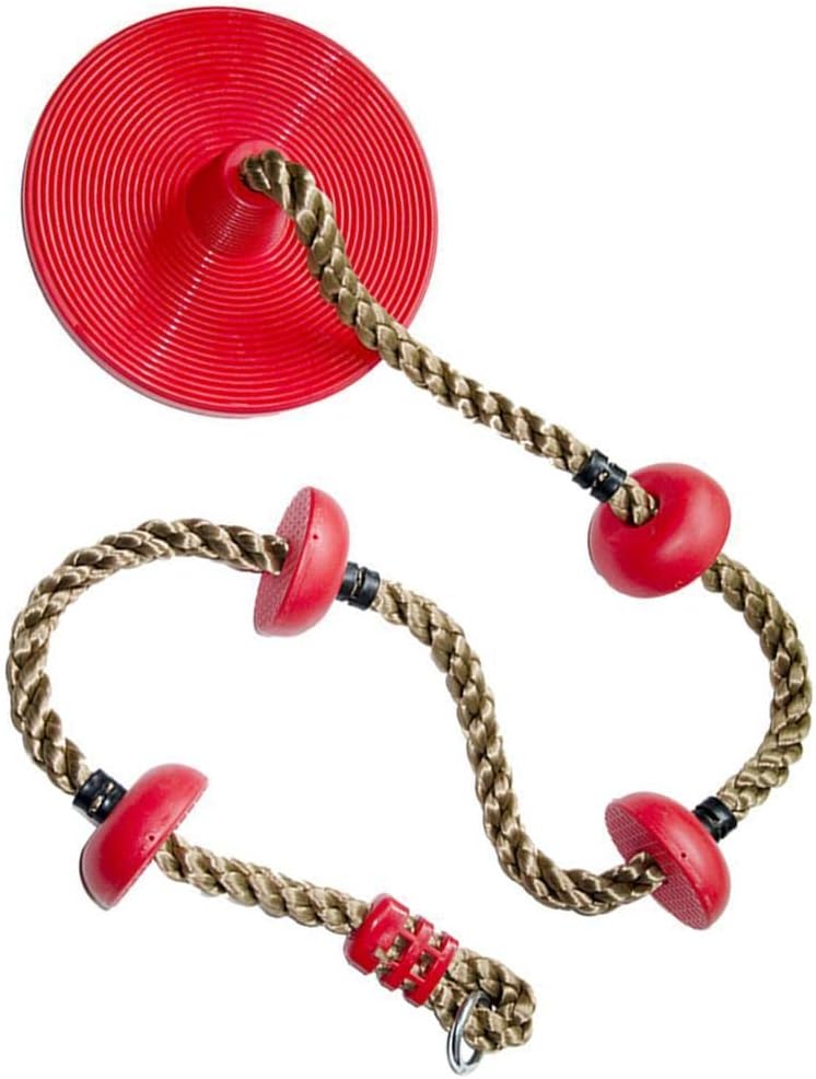 30cm Diameter Red Tree Disc Swing Toy- Sturdy PE Plastic- 4 Non-Knot Design for ion- Outdoor Play Toy for Kids -Garden Fun -Load Bearing 2000KG