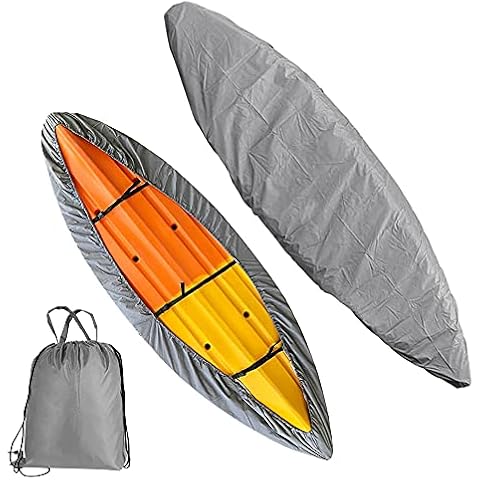 420D Kajak Persenning Universelle Bootsplane Persenning wasserdichte Regenschutz Sonnenschutz Staubschutz Boot Abdeckplane für Fischerboot/Kajak/Kanu/Paddelbrett (4,1~4,5m) Cover